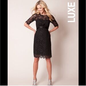 Seraphine Luxe Teal Lace Maternity Dress with Silk Sash Belt Size 2